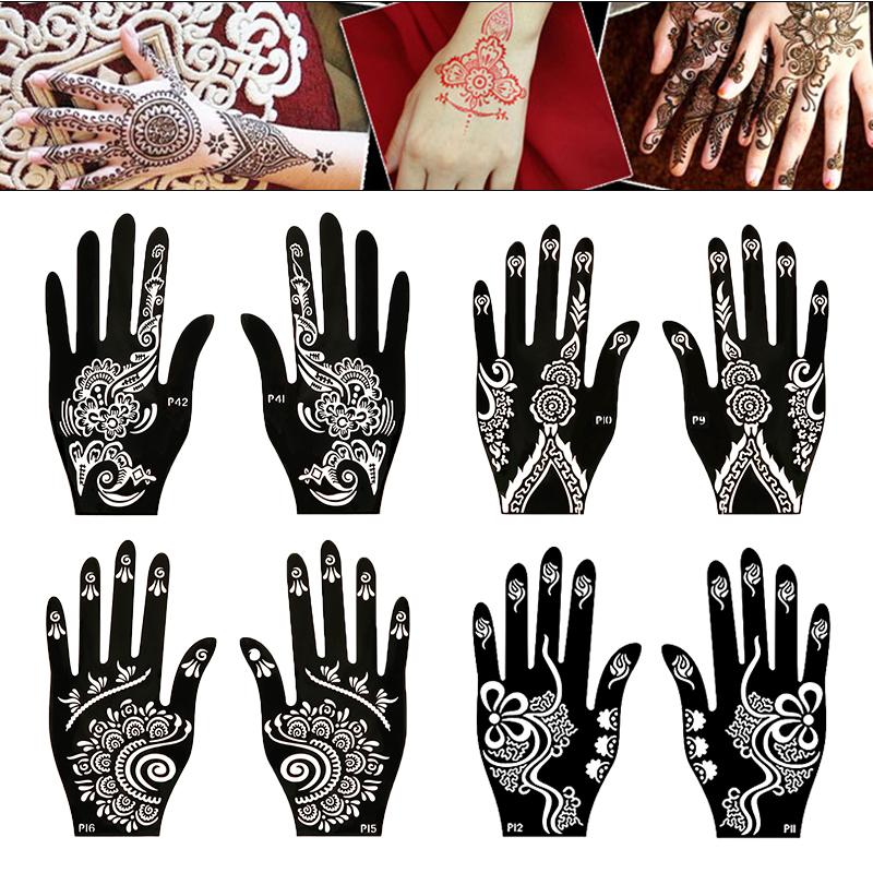 Indian Wedding Supply - 여성을위한 2pcs 헤나 문신 스텐실 템플릿