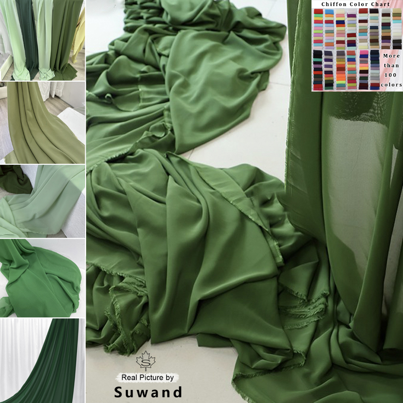 Wedding Backdrop Curtain - 올리브 그린 쉬폰 원단 신부 웨딩