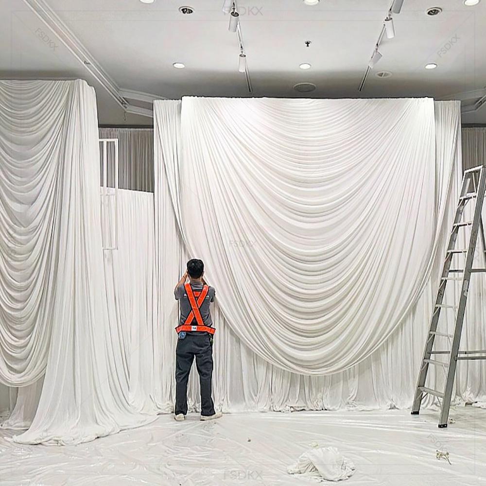 Wedding Backdrop Curtain - FSDKX 저렴한 흰색 아이스 실크 천