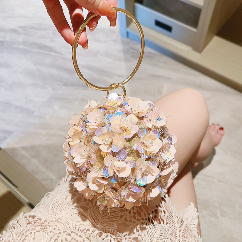 Wedding Vendor - 미니 스팽글 꽃 이브닝 백, 우아한