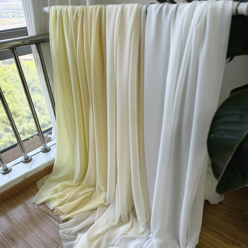 Wedding Backdrop Curtain - 화이트 옐로우 쉬폰 원단 신부 웨딩