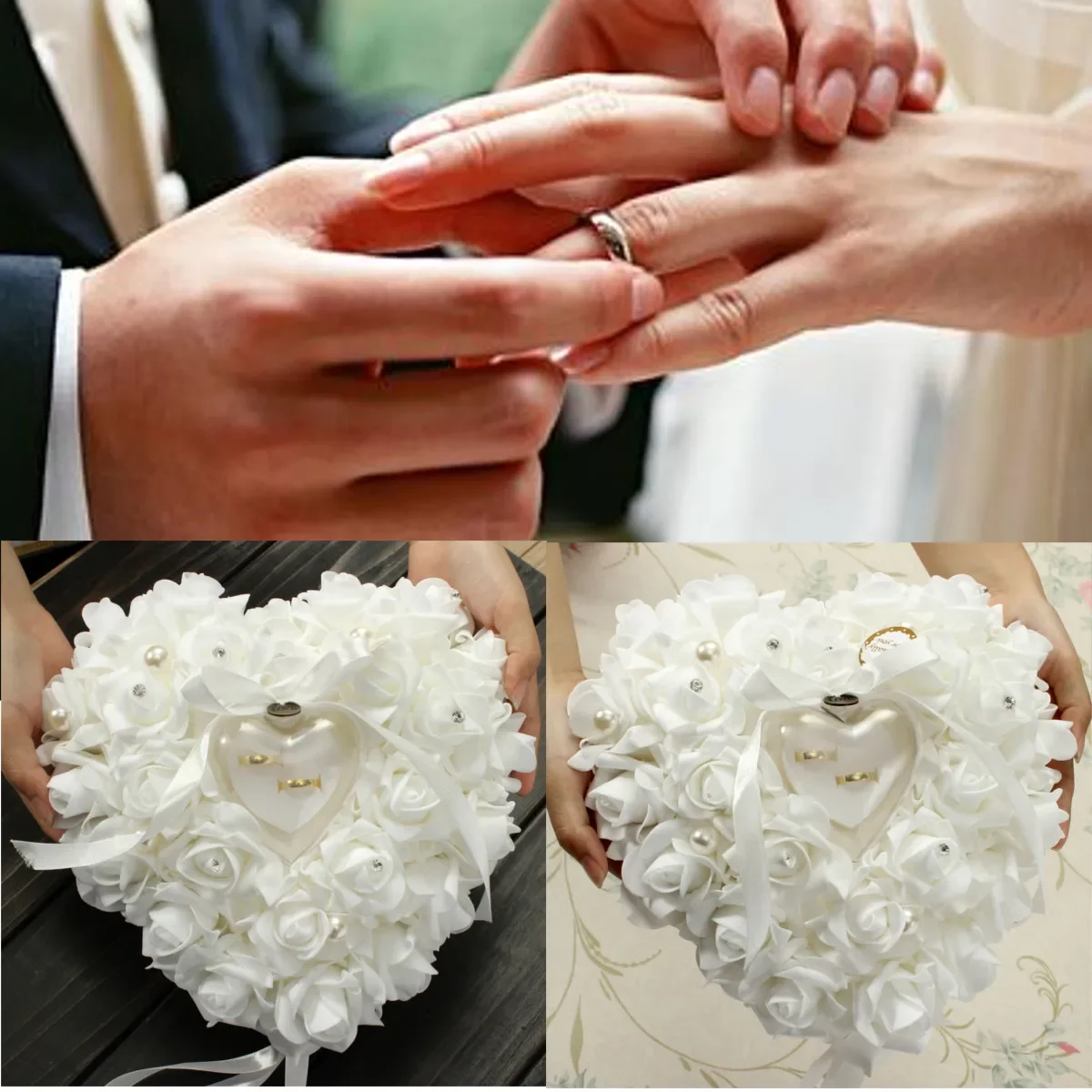 Ring Bearer Pillow - 화이트 링 베어러 쿠션 홀더 하트