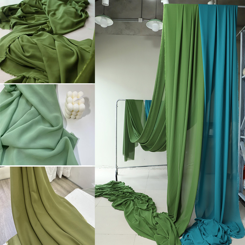 Wedding Backdrop Curtain - 올리브 아보카도 그린 쉬폰 원단 신부