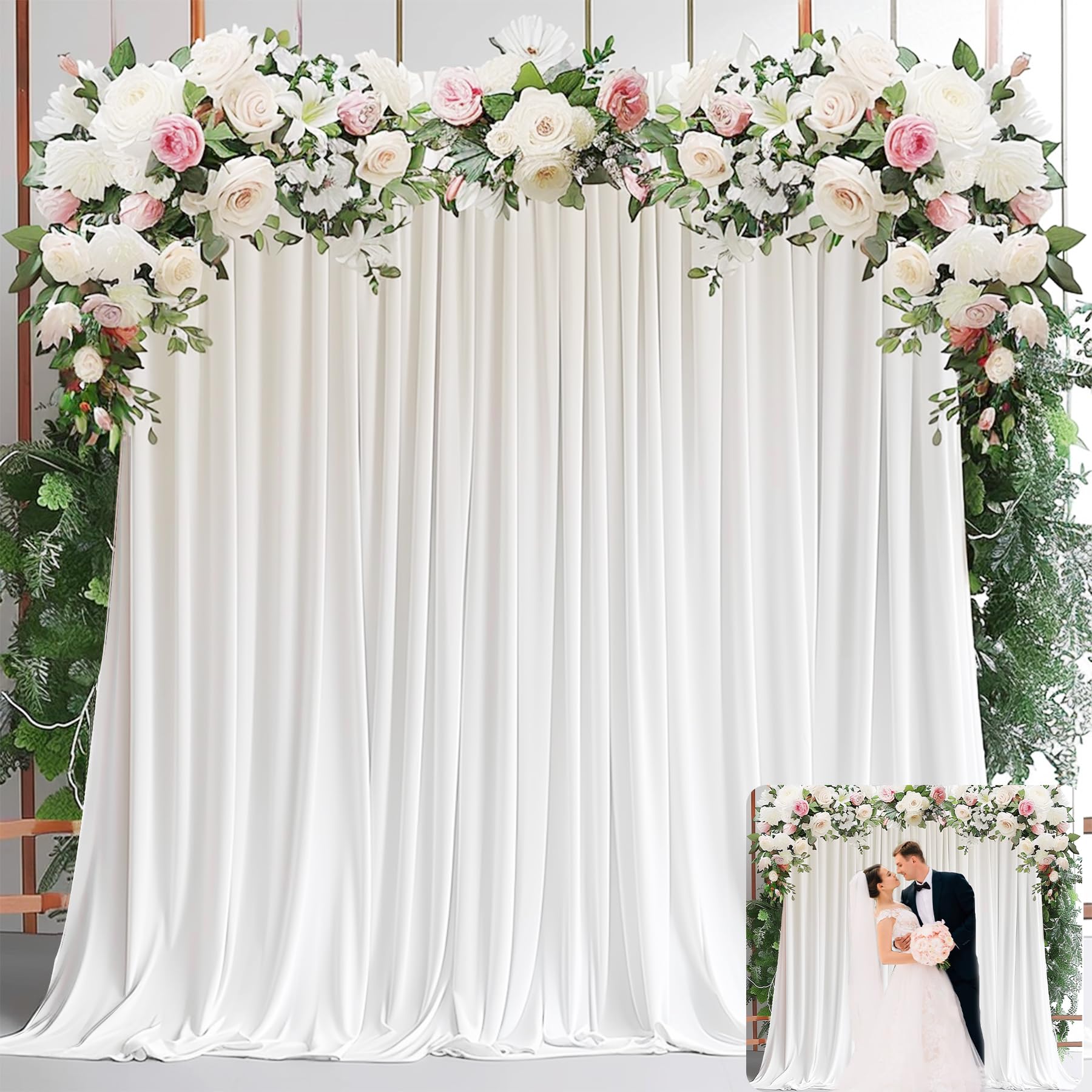 Wedding Backdrop Curtain - 파티용 흰색 배경 커튼 - 베이비