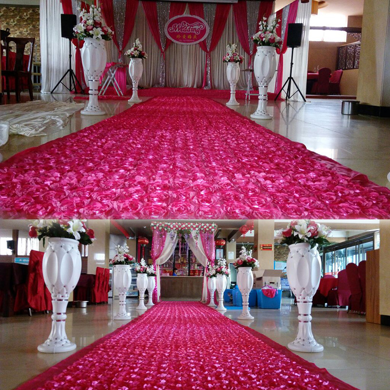 Wedding Backdrop Curtain - 10야드 새틴 원단 3D 장미꽃 아일
