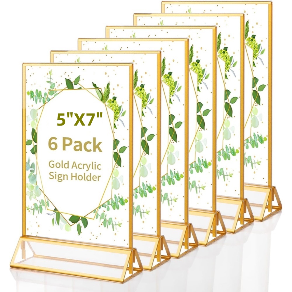 Table Number Gold - 6팩 5x7 투명 아크릴 사인 홀더,