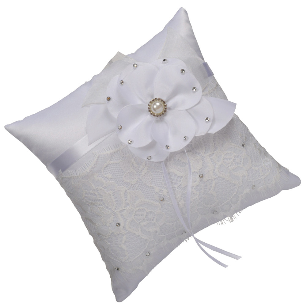 Ring Bearer Pillow - 웨딩 링 베개 레이스 꽃 진주