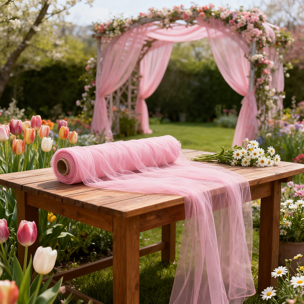 Wedding Backdrop Curtain - 엑스트라 롱 세미 투명 튤 거즈