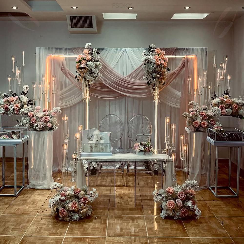 웨딩 장식용 도매 고급 맞춤형 측정 화이트 드레이프 배 - Wedding Backdrop Curtain 리뷰 및 가격