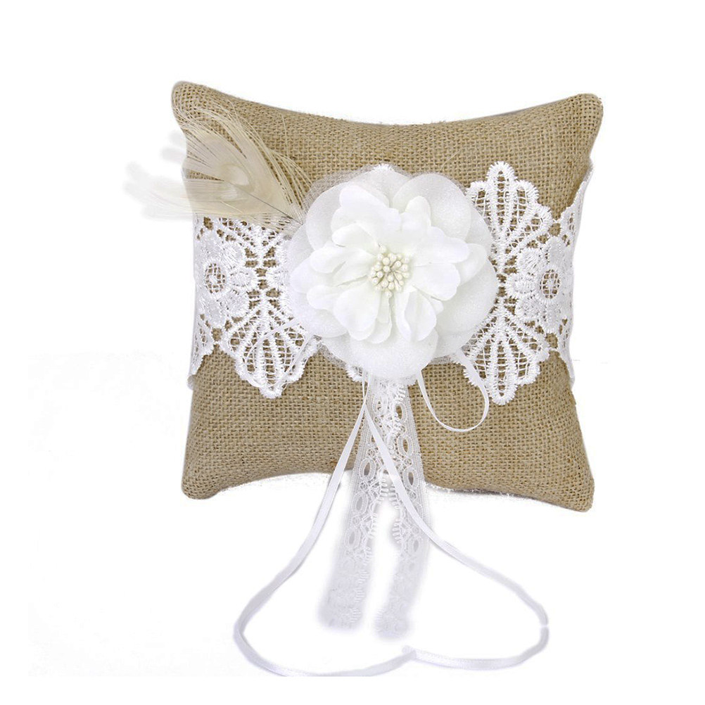 20x20cm 황갈색과 흰색 천연 섬유 재질의 결혼식  - Ring Bearer Pillow 리뷰 및 가격