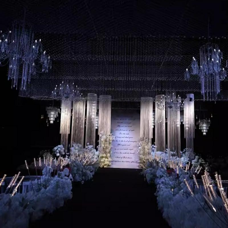 3PCS 화이트 암호화 라인 커튼, 웨딩홀 배경, 무대 - Wedding Backdrop Curtain 리뷰 및 가격