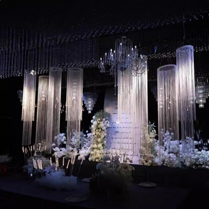 3PCS 화이트 암호화 라인 커튼, 웨딩홀 배경, 무대 - Wedding Backdrop Curtain 리뷰 및 가격