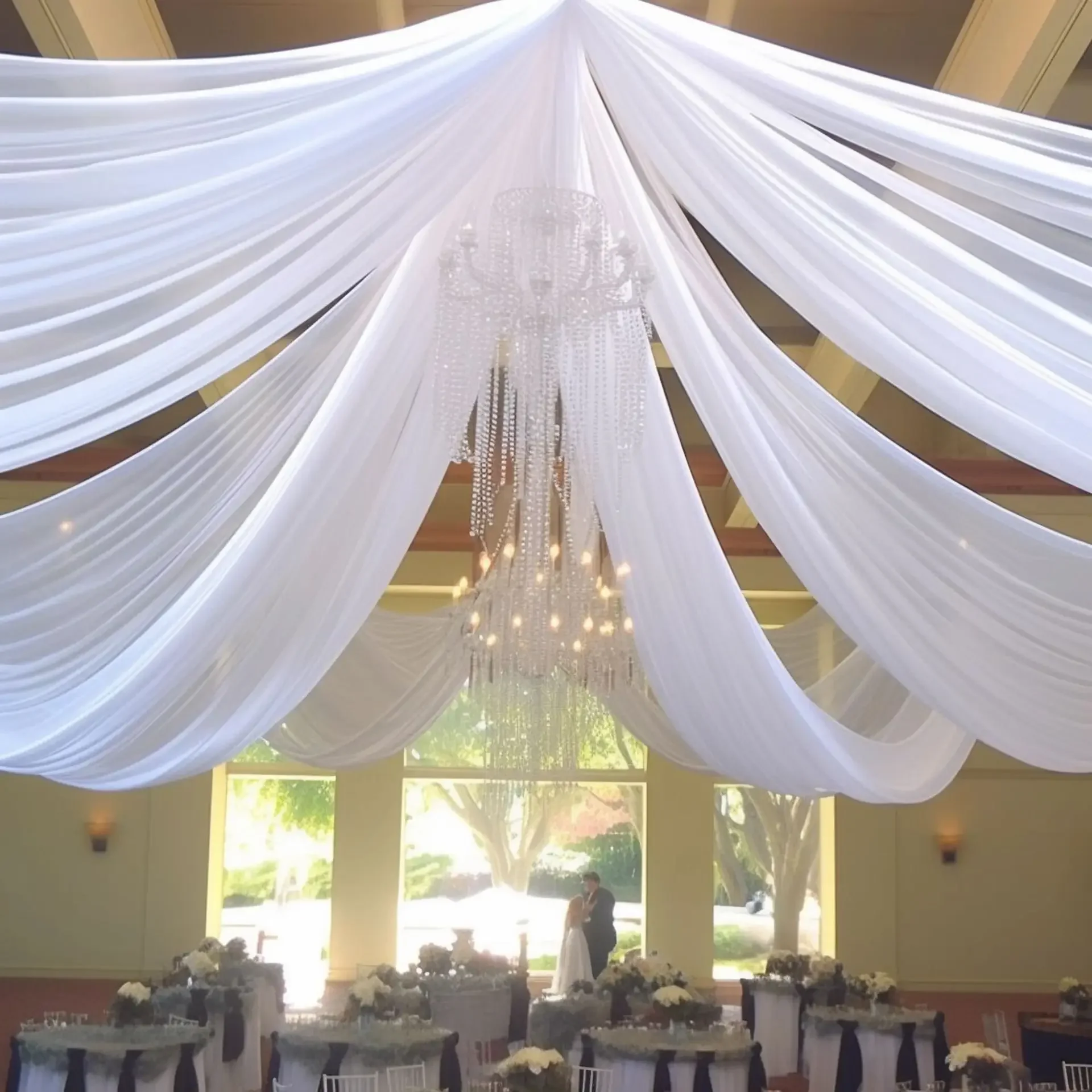 화이트 웨딩 드레스 천장 커튼 지붕 캐노피 장식 Tul - Wedding Backdrop Curtain 리뷰 및 가격