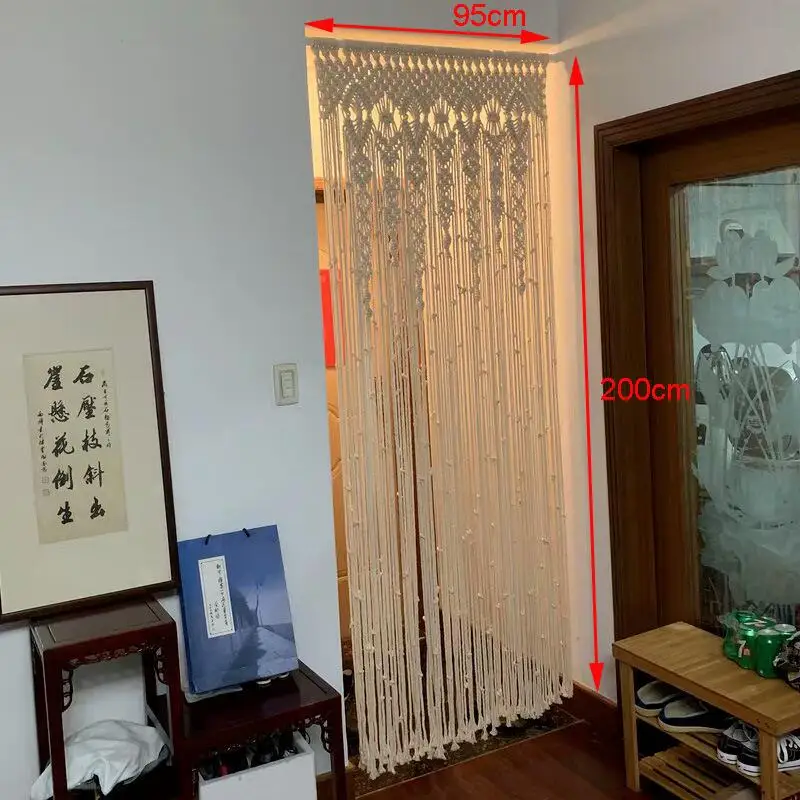 손으로 짠 마크라메 벽걸이 태피스트리, 문짝 커튼, 코 - Wedding Backdrop Curtain 리뷰 및 가격