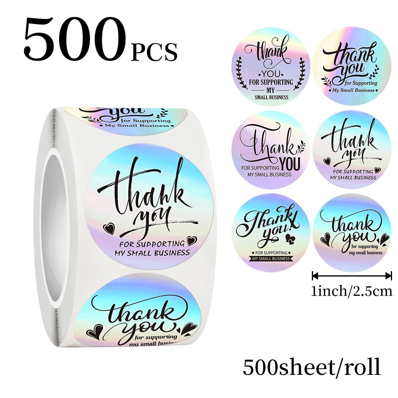 JCAC 500개/롤 1인치 홀로그램 감사 스티커, 자 - Wedding Souvenir 리뷰 및 가격