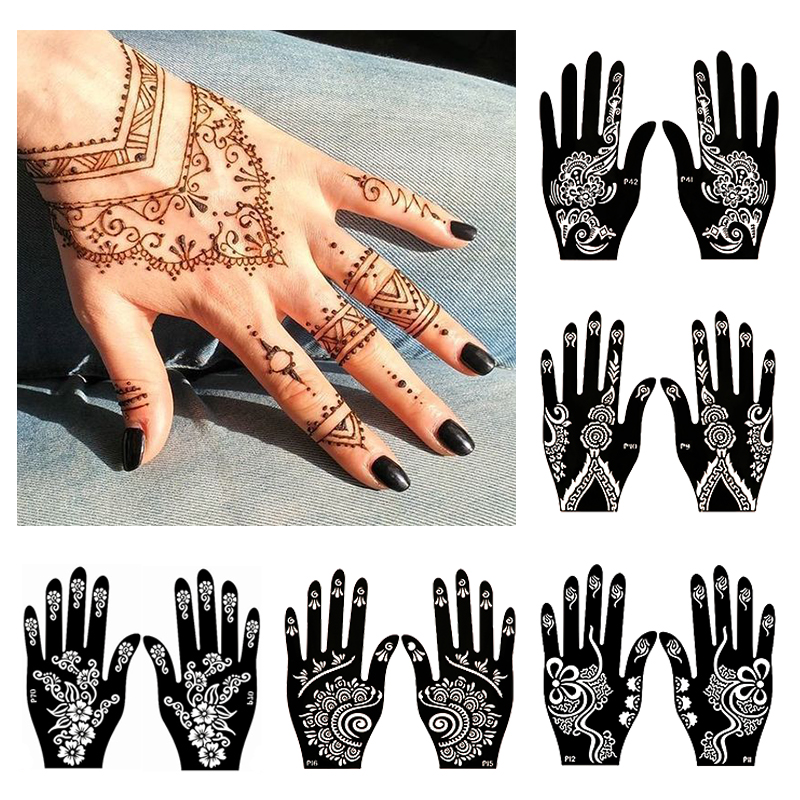여성을위한 2pcs 헤나 문신 스텐실 템플릿 DIY 바 - Indian Wedding Supply 리뷰 및 가격