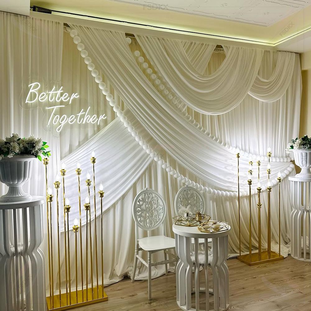 FSDKX 저렴한 흰색 아이스 실크 천 웨딩 파티 배경 - Wedding Backdrop Curtain 리뷰 및 가격