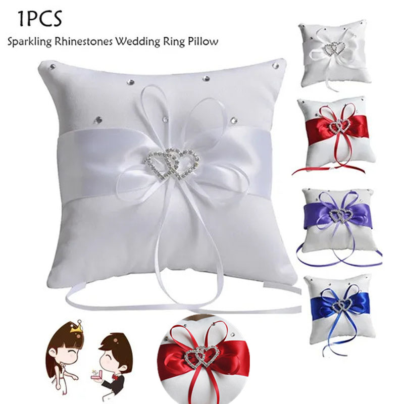 1Pcs 10*10cm 스파클링 라인 석 결혼 반지 베 - Ring Bearer Pillow 리뷰 및 가격