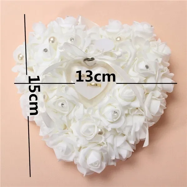 화이트 링 베어러 쿠션 홀더 하트 모양 장미 꽃 링 박 - Ring Bearer Pillow 리뷰 및 가격