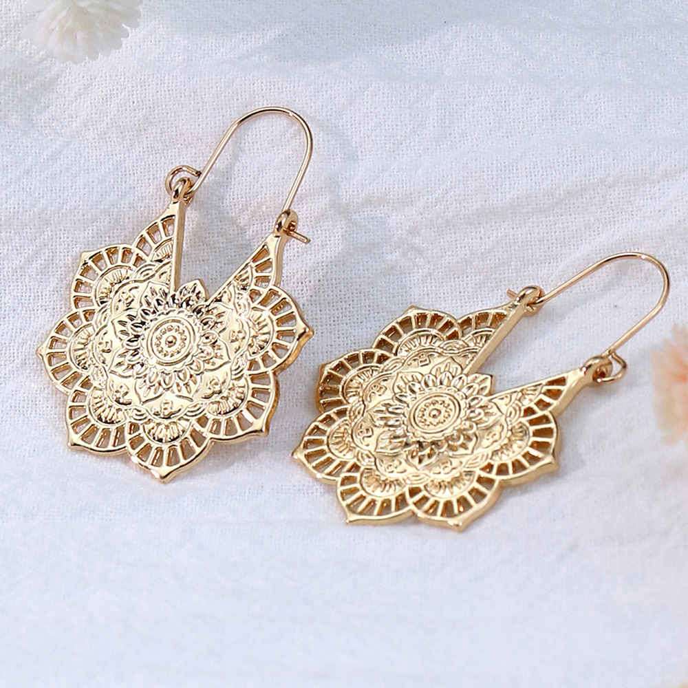 빈티지 민족 복숭아 심장 꽃 잎 여성을위한 매달려 귀걸 - Indian Wedding Supply 리뷰 및 가격
