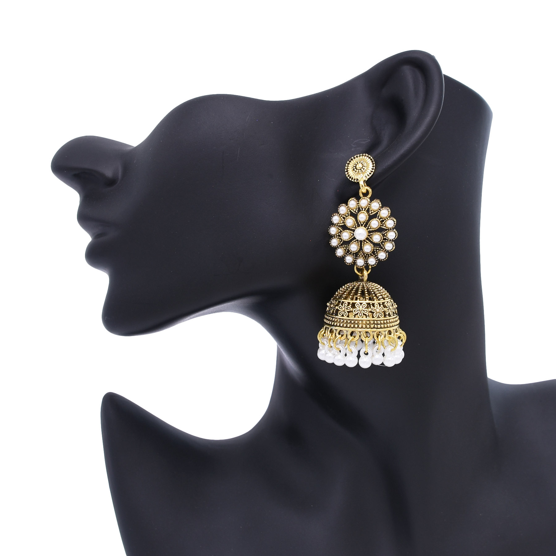 여성을위한 전통적인 인도 Jhumka 귀걸이 빈티지 황 - Indian Wedding Supply 리뷰 및 가격