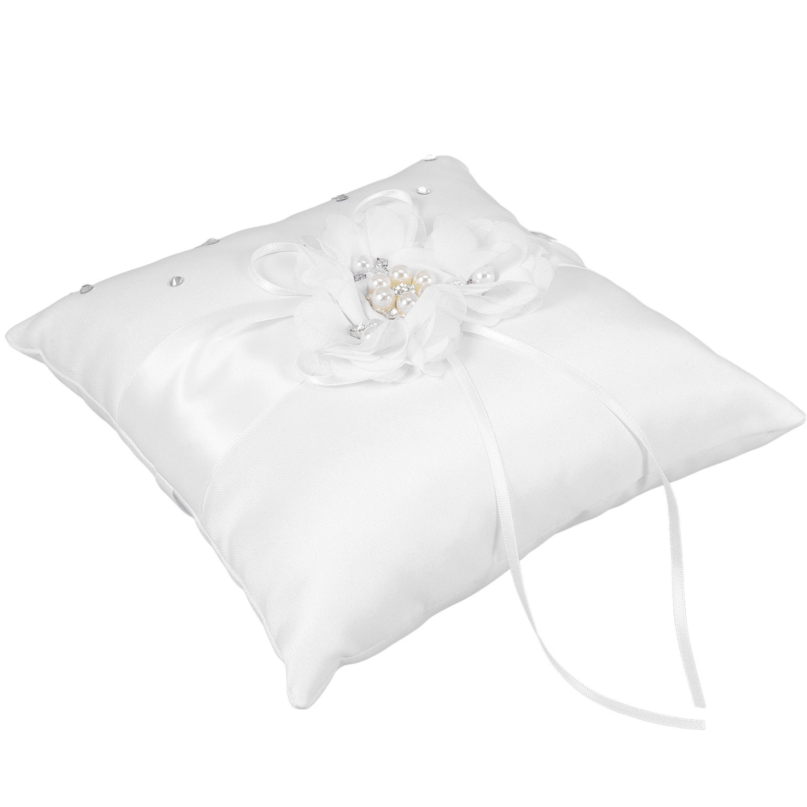 20x20cm 꽃 웨딩 링 베개 진주 리본 장식 링 베 - Ring Bearer Pillow 리뷰 및 가격
