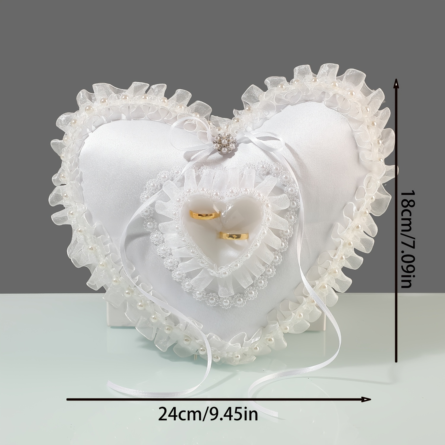 화이트 하트 모양의 결혼 반지 베개 로맨틱 레이스 진주 - Ring Bearer Pillow 리뷰 및 가격