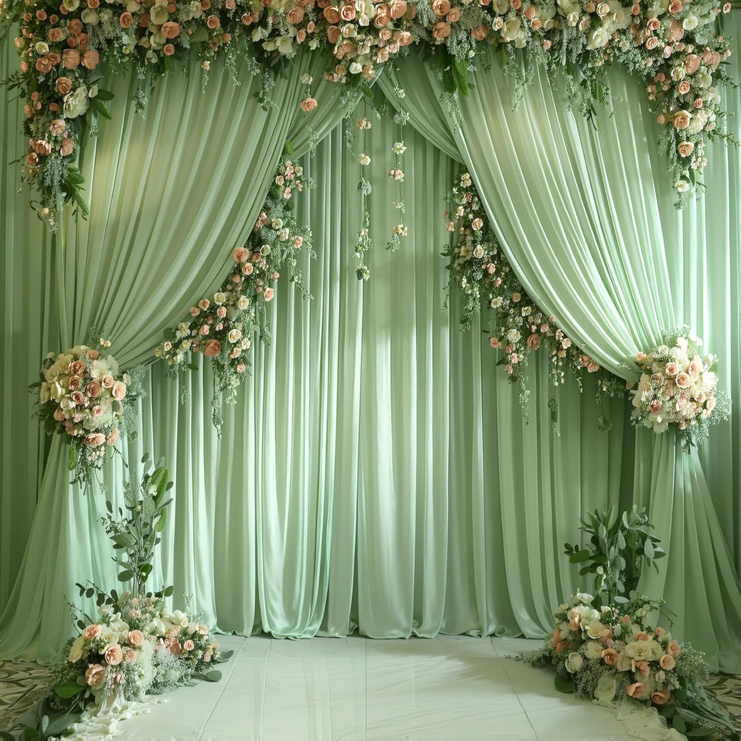 파티용 흰색 배경 커튼 - 베이비 샤워, 생일 사진,  - Wedding Backdrop Curtain 리뷰 및 가격