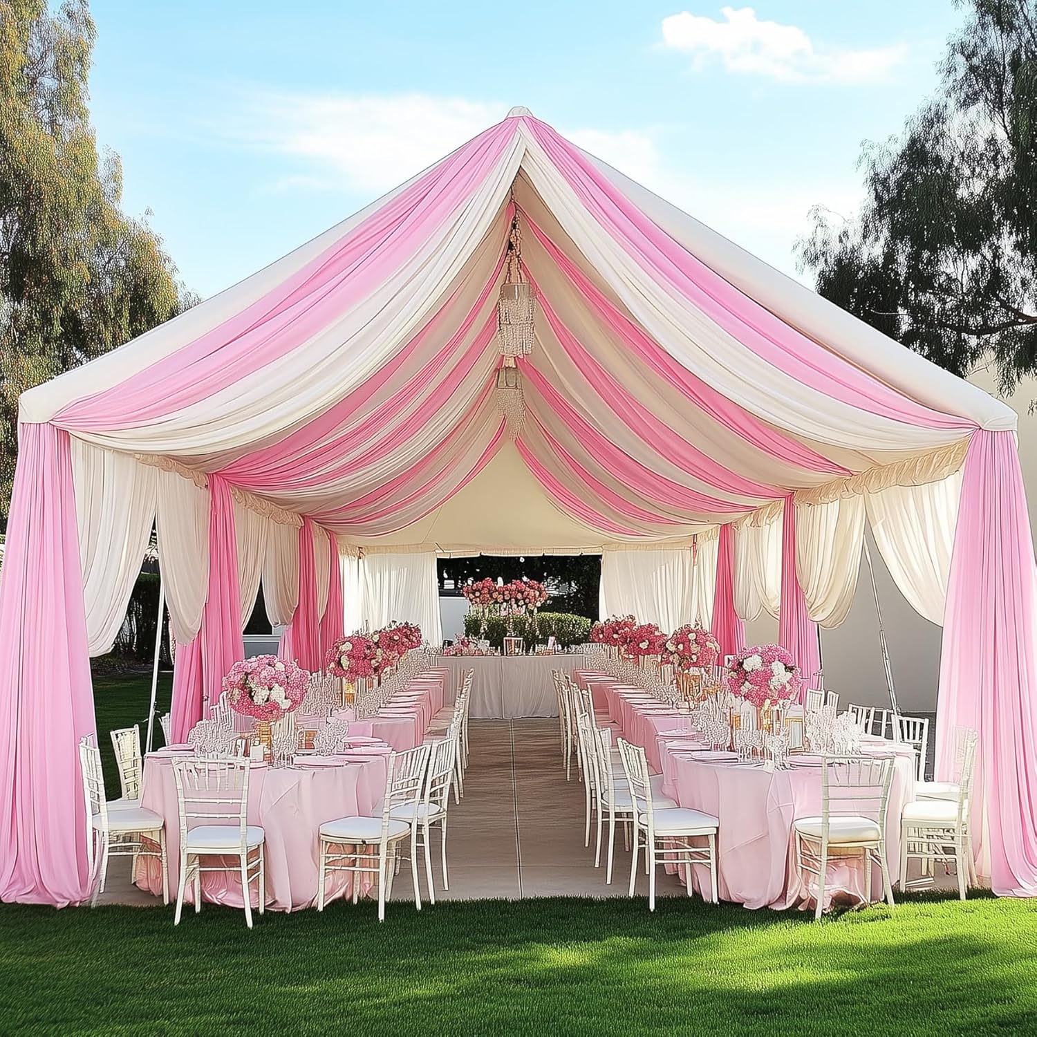파티용 흰색 배경 커튼 - 베이비 샤워, 생일 사진,  - Wedding Backdrop Curtain 리뷰 및 가격