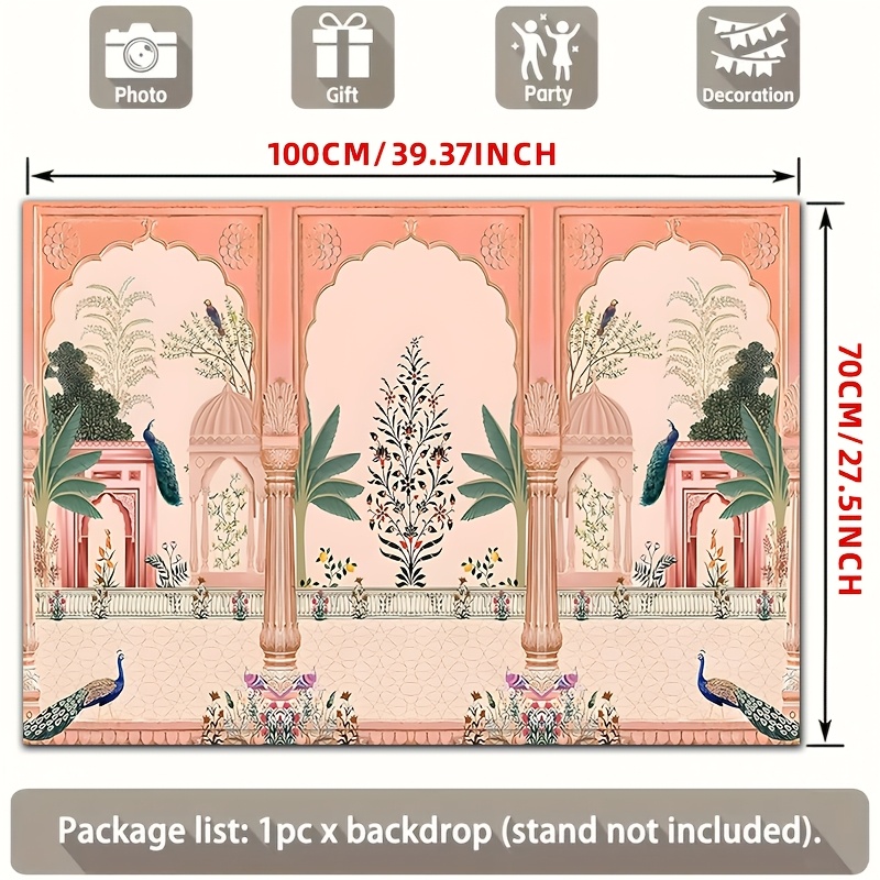 화려한 무굴풍 꽃무늬 공작 배경 사진 촬영대 배경 웨딩 - Wedding Backdrop Curtain 리뷰 및 가격