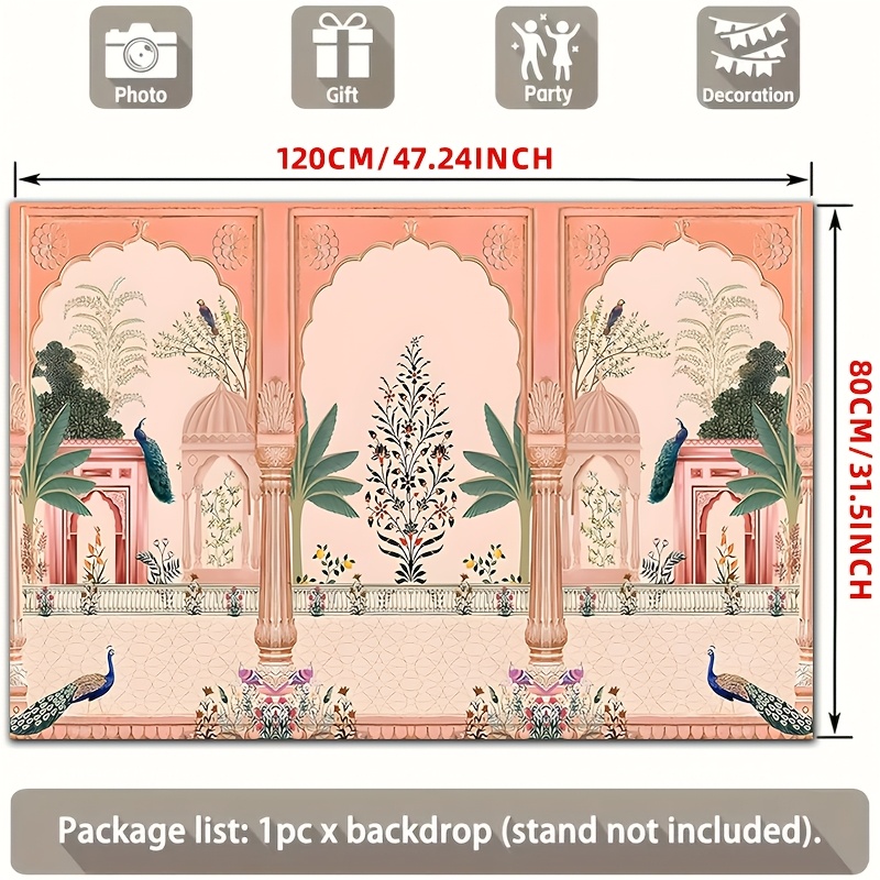 화려한 무굴풍 꽃무늬 공작 배경 사진 촬영대 배경 웨딩 - Wedding Backdrop Curtain 리뷰 및 가격
