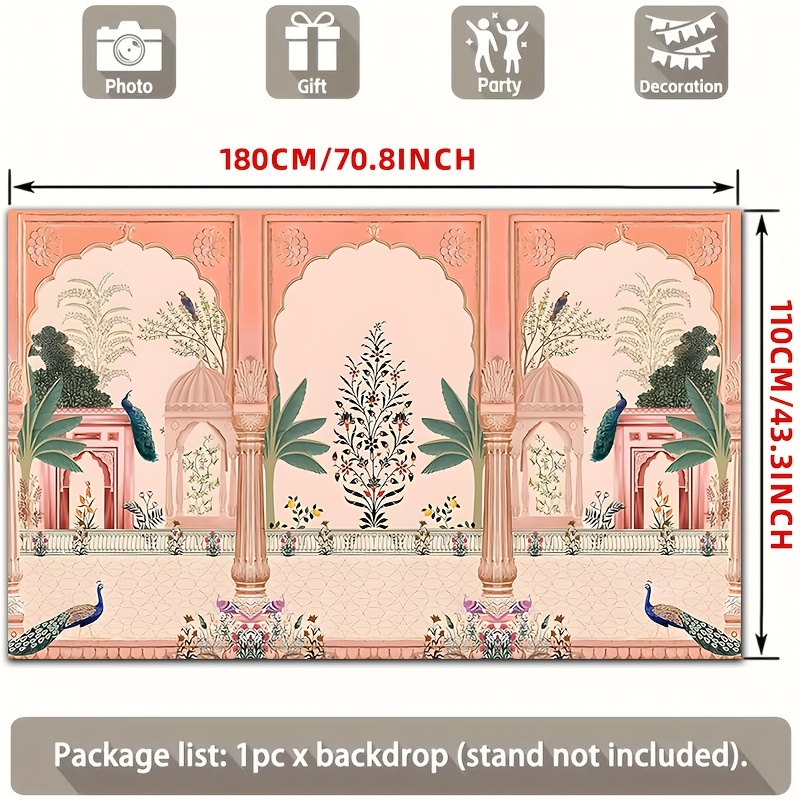 화려한 무굴풍 꽃무늬 공작 배경 사진 촬영대 배경 웨딩 - Wedding Backdrop Curtain 리뷰 및 가격