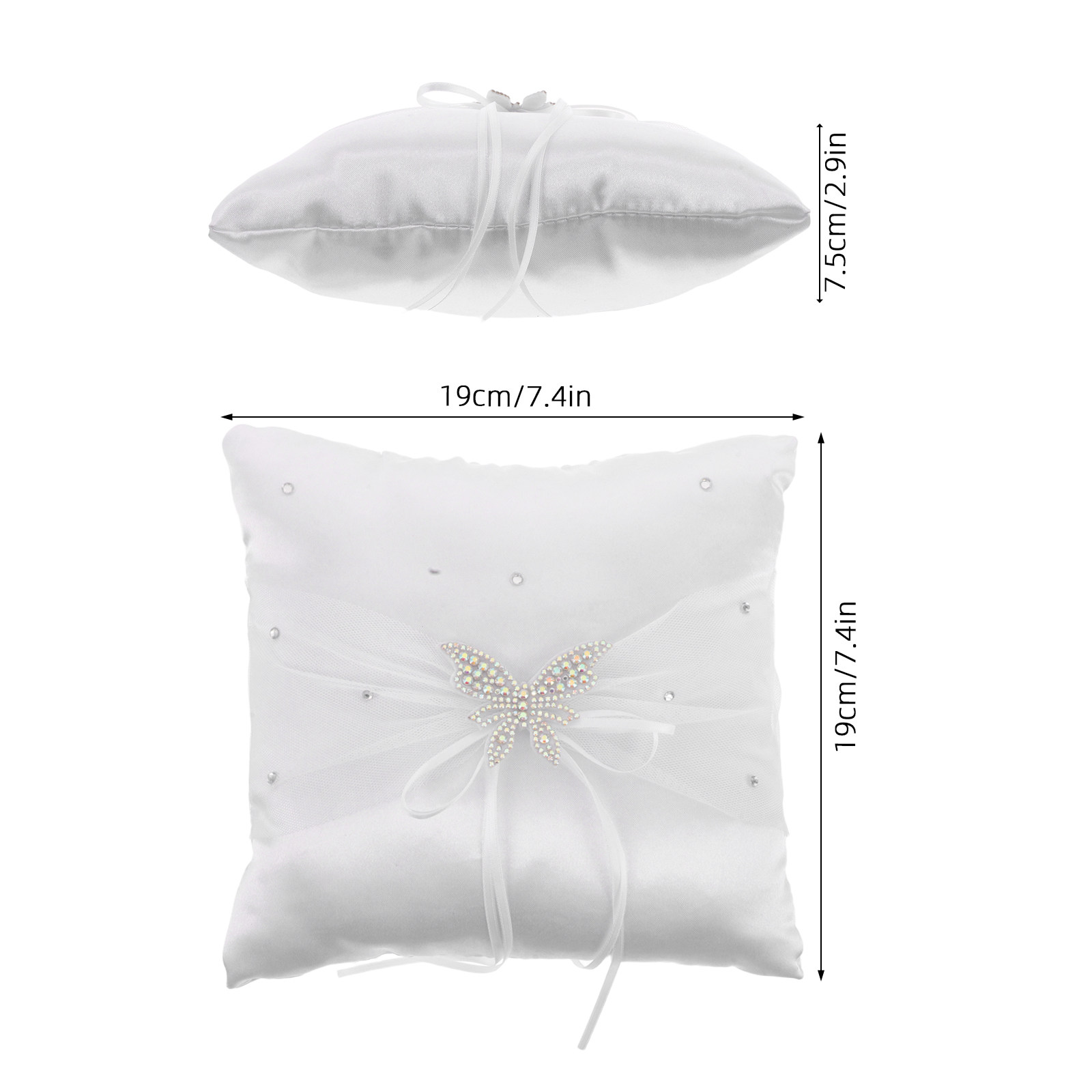 웨딩 링 베개 화이트 새틴 라인스톤 리본 레이스 디테일 - Ring Bearer Pillow 리뷰 및 가격