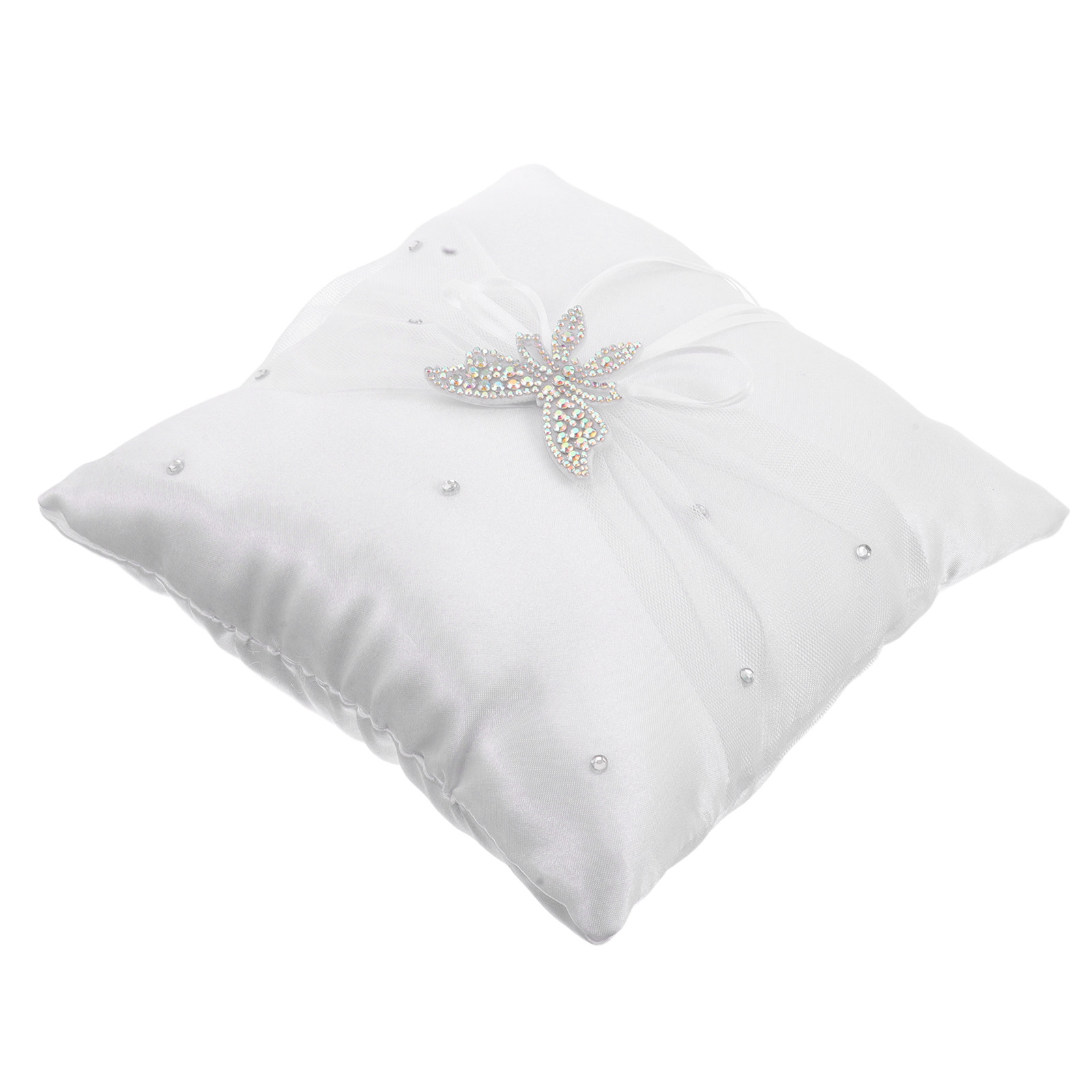 웨딩 링 베개 화이트 새틴 라인스톤 리본 레이스 디테일 - Ring Bearer Pillow 리뷰 및 가격