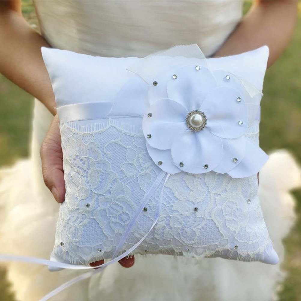 웨딩 링 베개 레이스 꽃 진주 크리스탈 장식 신부 반지 - Ring Bearer Pillow 리뷰 및 가격