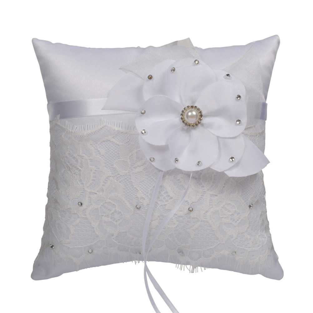 웨딩 링 베개 레이스 꽃 진주 크리스탈 장식 신부 반지 - Ring Bearer Pillow 리뷰 및 가격