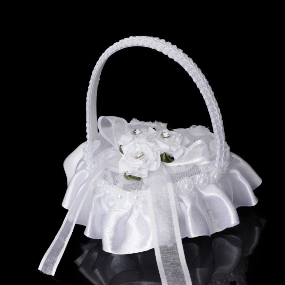 화이트 레이스 하트 모양 반지 상자 리본 매듭 새틴 소 - Ring Bearer Pillow 리뷰 및 가격