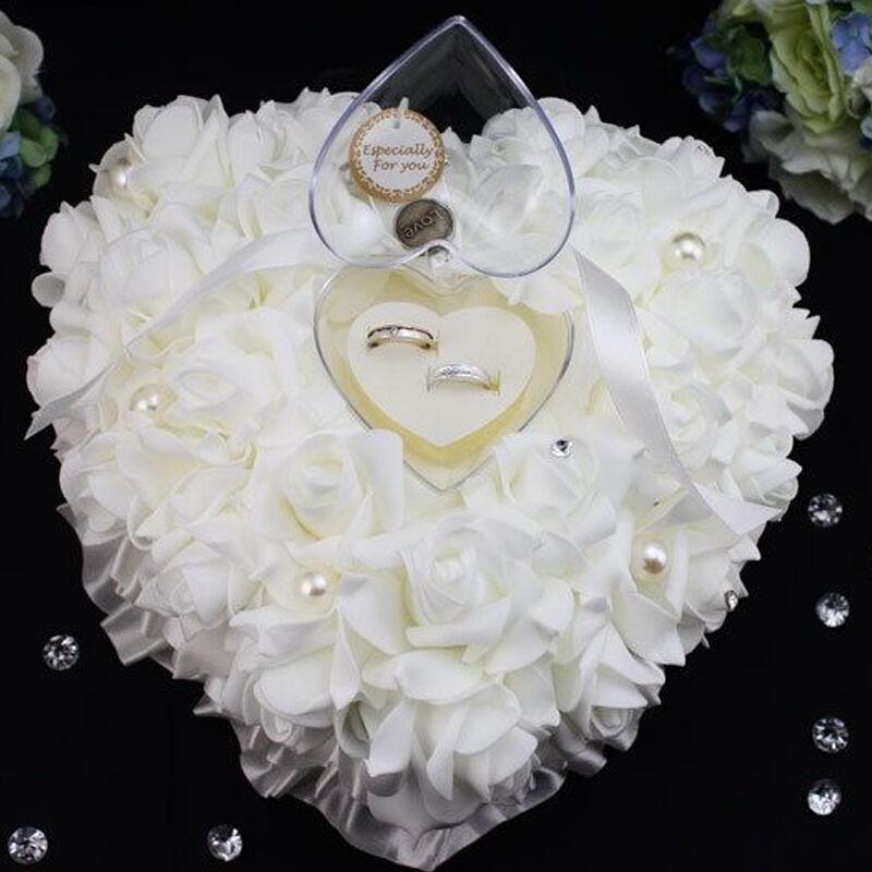 아이보리 새틴 크리스탈 링 베어링 베개, 결혼 예식 쿠 - Ring Bearer Pillow 리뷰 및 가격