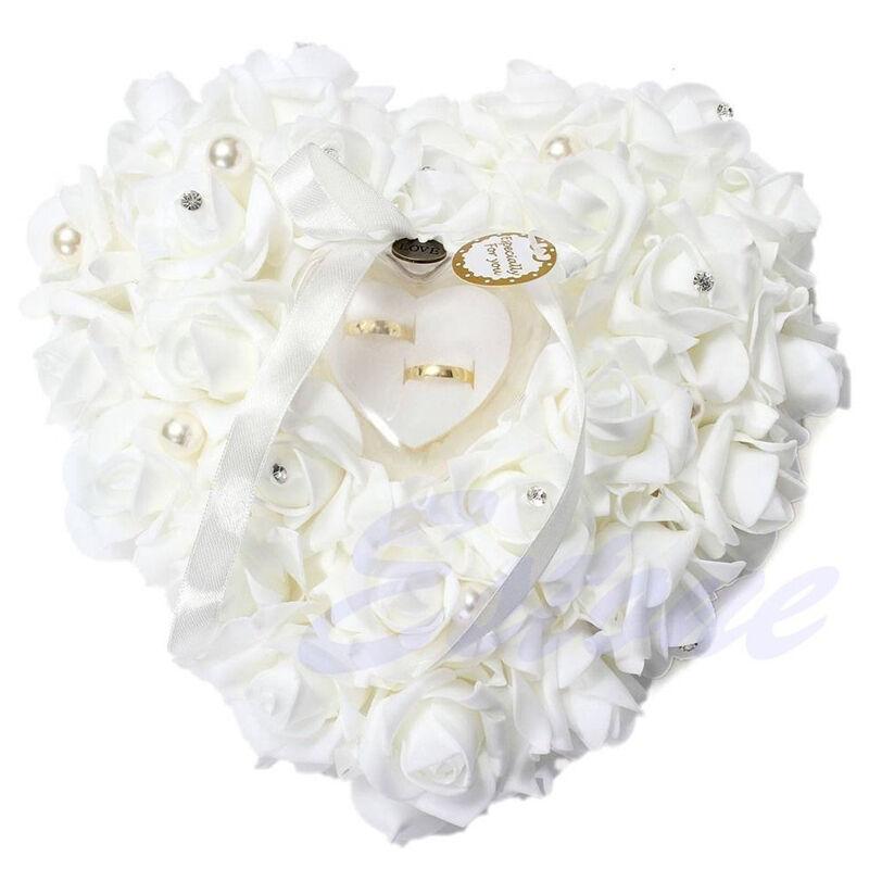 아이보리 새틴 크리스탈 링 베어링 베개, 결혼 예식 쿠 - Ring Bearer Pillow 리뷰 및 가격